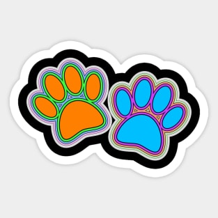 Dog Paw Prints In Vibrant Colors Sticker